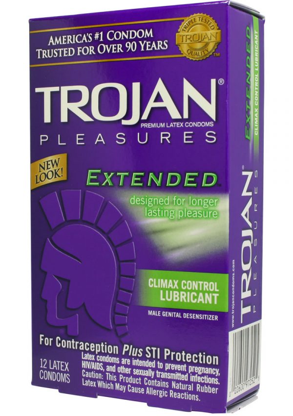 Trojan Condom Pleasures Extended Climax Control Lubricant 12 Pack