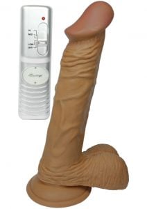 Real Skin Latin American Whoppers Vibrating Dong With Balls 8 Inch Brown