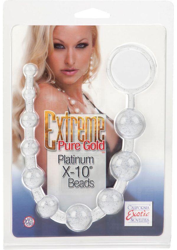 Extreme Pure Gold Platinum X 10 Beads 10.25 Inch White
