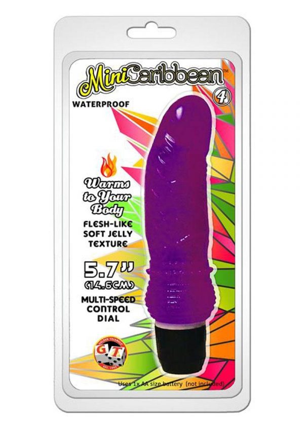 Mini Caribbean Number 4 Vibrator Waterproof 5.75 Inch Purple