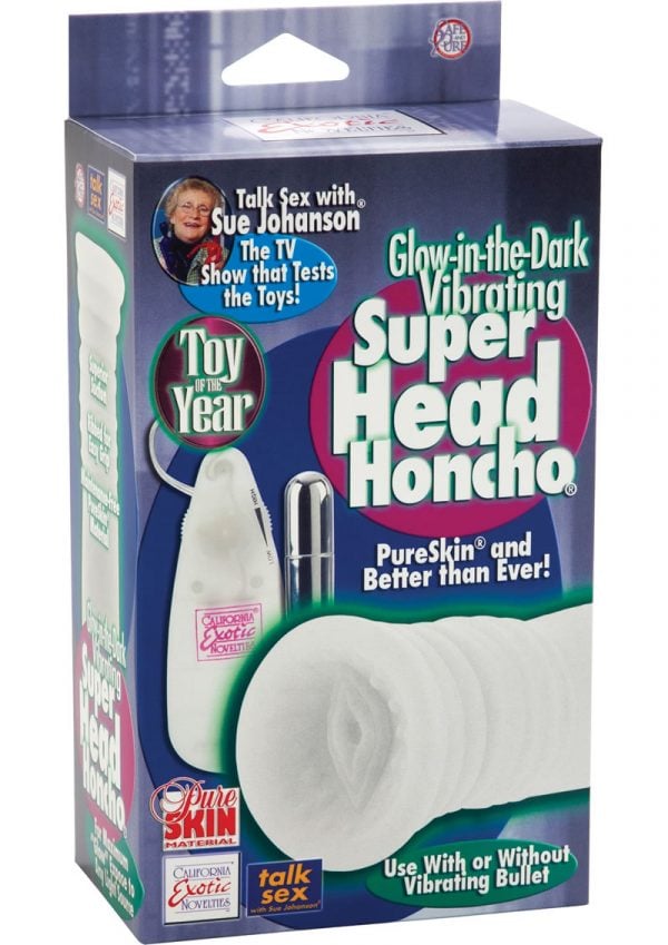 Sue Johanson Glow In The Dark Vibrating Super Head Honcho Masturbator White