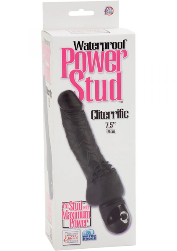 Power Stud Cliterrific Vibrator Waterproof Black 6.75 Inch