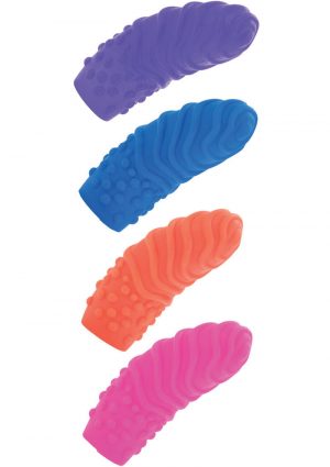 Posh Silicone Finger Swirls Finger Massagers Assorted Colors 4 Per Pack