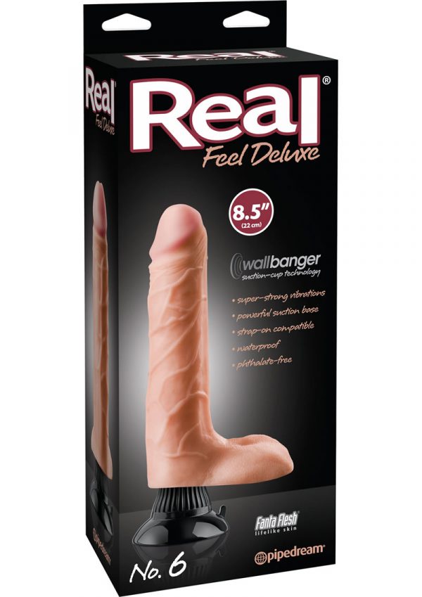 Real Feel Deluxe No 6 Wallbanger Vibrating Dildo Waterproof Flesh 8.5 Inch