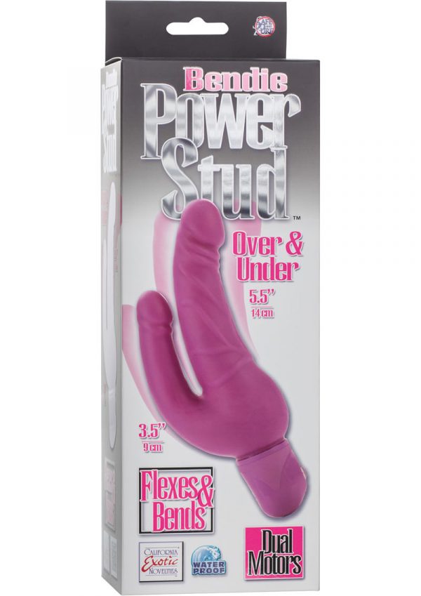 Bendie Power Stud Over and Under Double Dildo Waterproof Pink