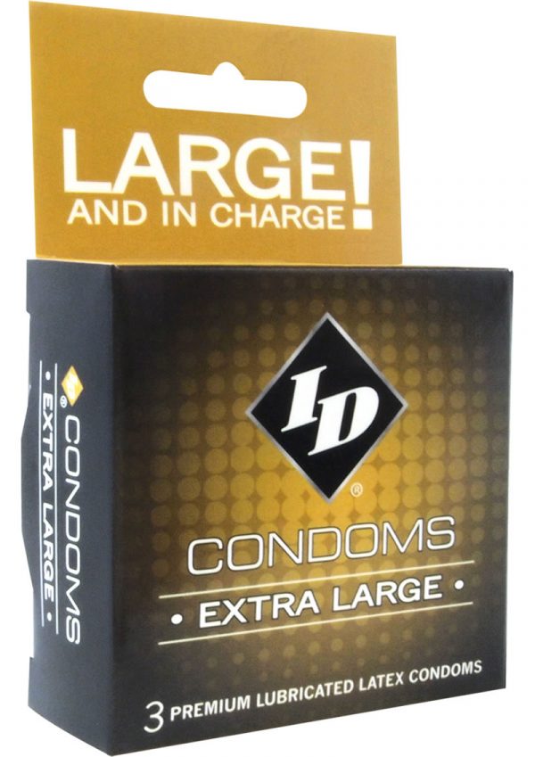 ID Extra Large Lubricated Latex Condoms 3 Each Per Pack