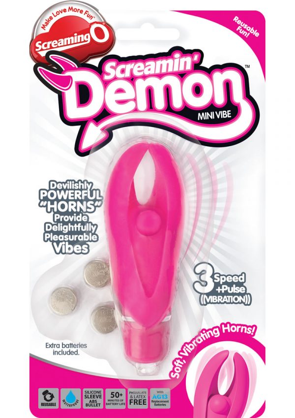 Screamin Demon Mini Vibe With Silicone Sleeve Waterproof Pink