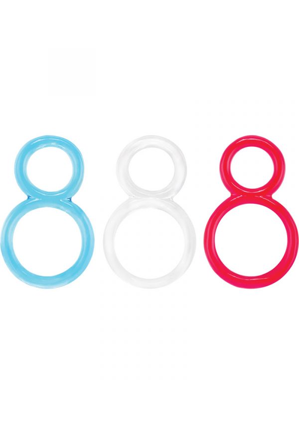 Ofinity Super Stretchy Double Silicone Cockring Waterproof Assorted Colors 6 Each Per Box