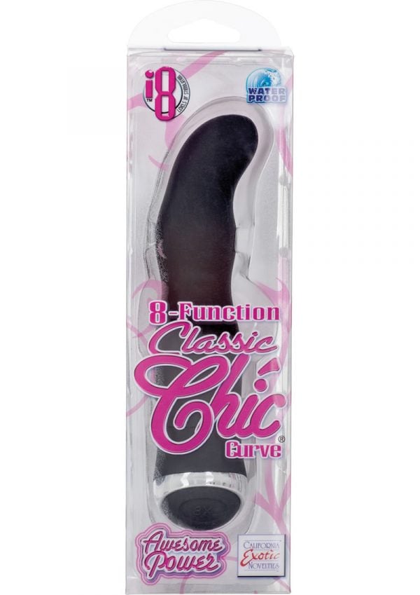 8 Function Classic Chic Curve Vibrator Waterproof Black 4.25 Inch