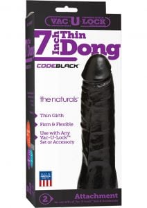 Vac U Lock Codeblack Double Thin Dong The Naturals Attachment Black 7 Inch