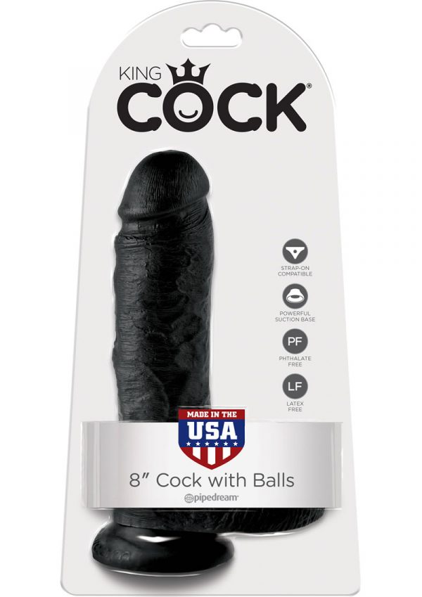 King Cock Realistic Dildo With Balls Black 8 Inch