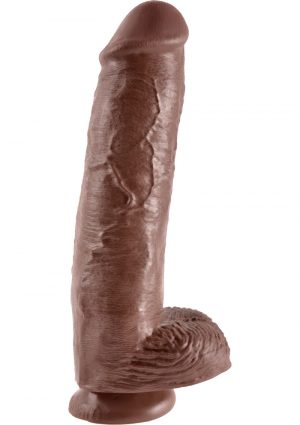 King Cock Realistic Dildo With Balls Brown 11 Inch