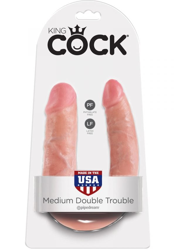 King Cock U-Shaped Medium Double Trouble Dildo Flesh