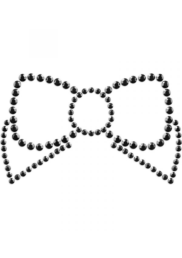 Bijoux Indiscrets Body Decorations Mimi Rhinestone Pasties Bow Black 2 Each Per Pack