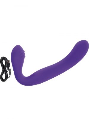Love Rider Rechargeable Silicone Strapless Strap On Waterproof Purple 7.75 Inch