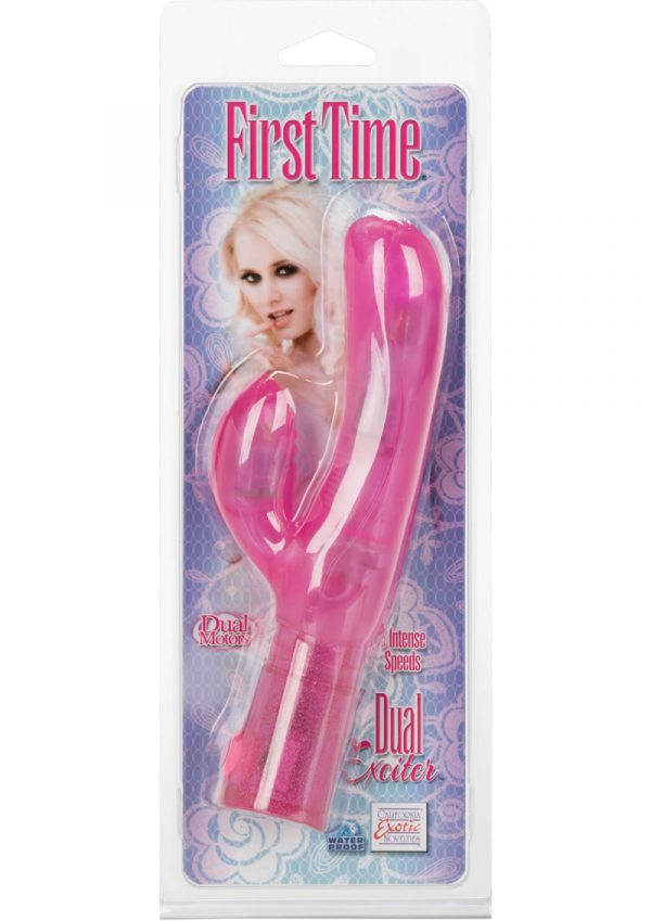 First Time Dual Exciter Vibrator Waterproof Pink 4 Inch