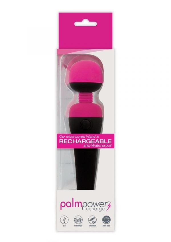 Palm Power Recharge Massager Silicone Body Wand Fuschia