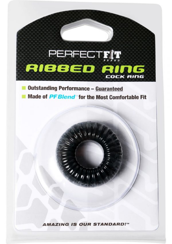 Perfect Fit Ribbed Ring Cock Ring - Black
