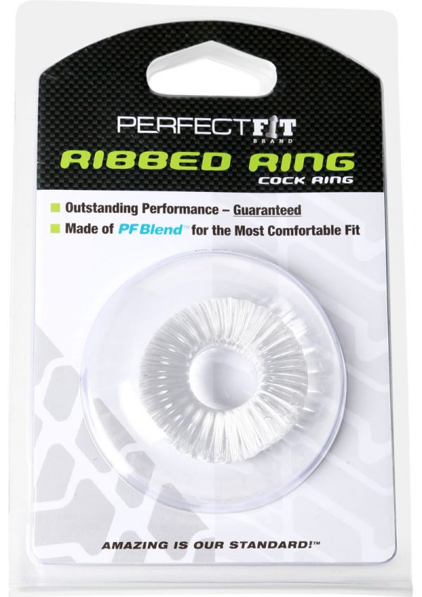 Perfect Fit Ribbed Ring Cock Ring - Clear