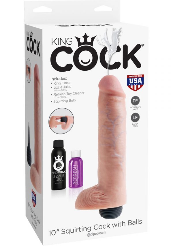 King Cock Squirting Dildo With Balls Dildo Waterproof Flesh 10 Inches