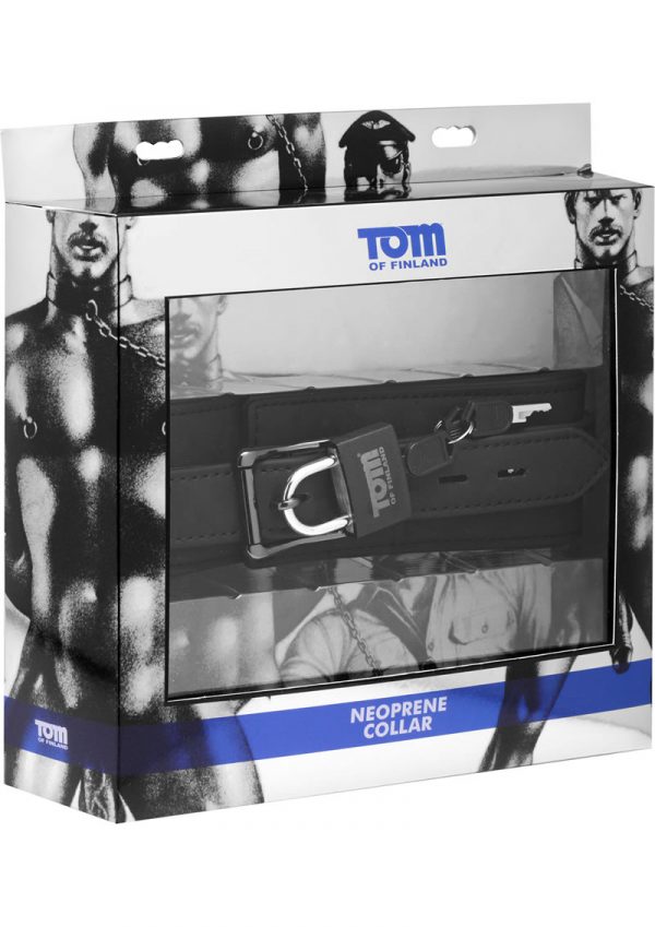 Tom Of Finland Adjustable Neoprene Collar With Lock Black 18.5 Inch