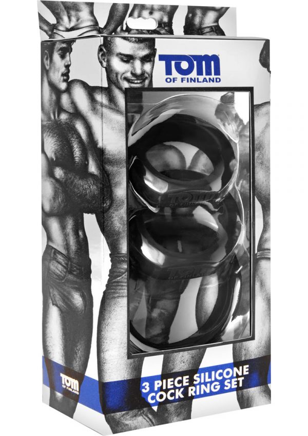 Tom Of Finland 3 Piece Silicone Cock Ring Set Black