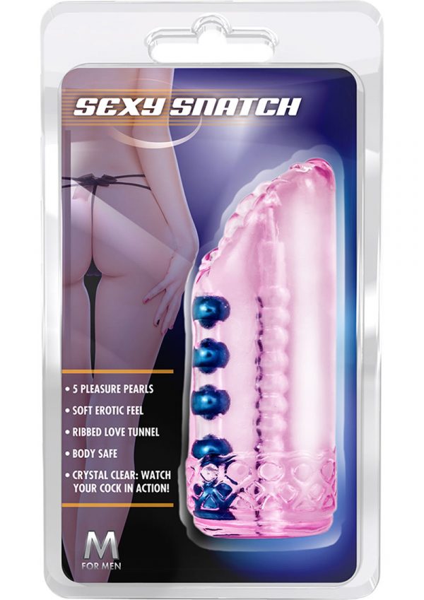 M For Men Sexy Snatch Jelly Pussy Beaded Stroker Pink 5.5 Inch