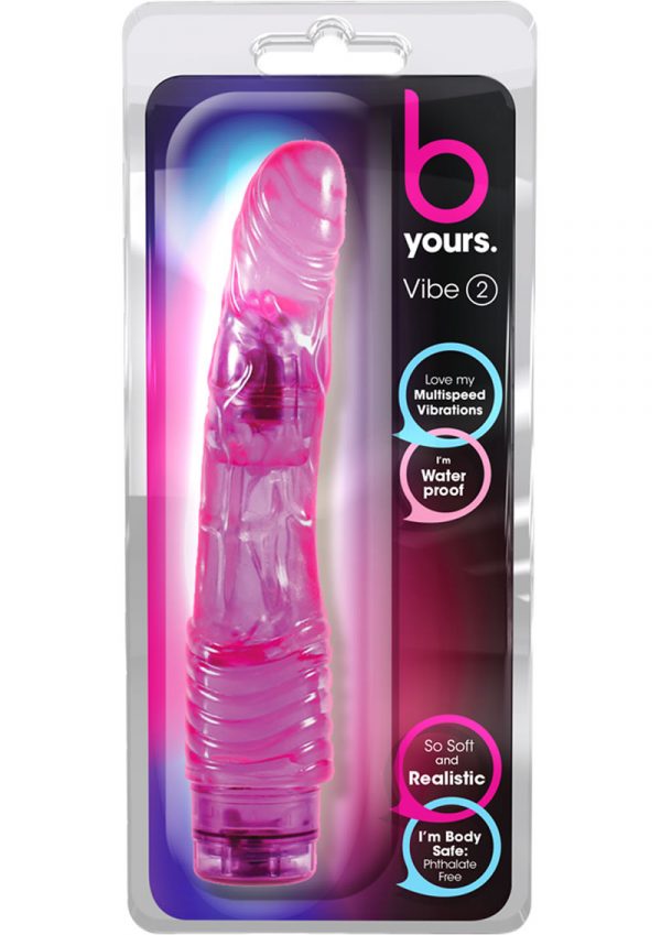 B Yours Vibe 02 Realistic Jelly Vibrator Waterproof Purple 9 Inch