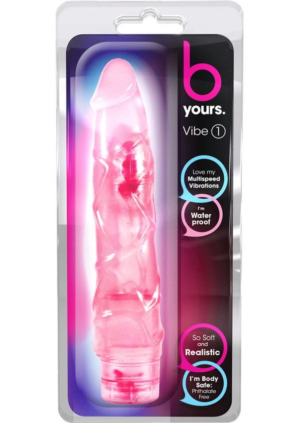 B Yours Vibe 01 Realistic Jelly Vibrator Waterproof Pink 9 Inch