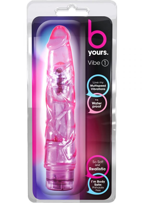 B Yours Vibe 01 Realistic Jelly Vibrator Waterproof Purple 9 Inch