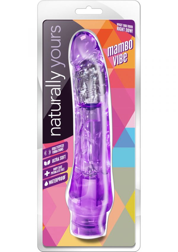 Naturally Yours Mambo Vibe Jelly Realistic Vibrator Waterproof Purple 9 Inch