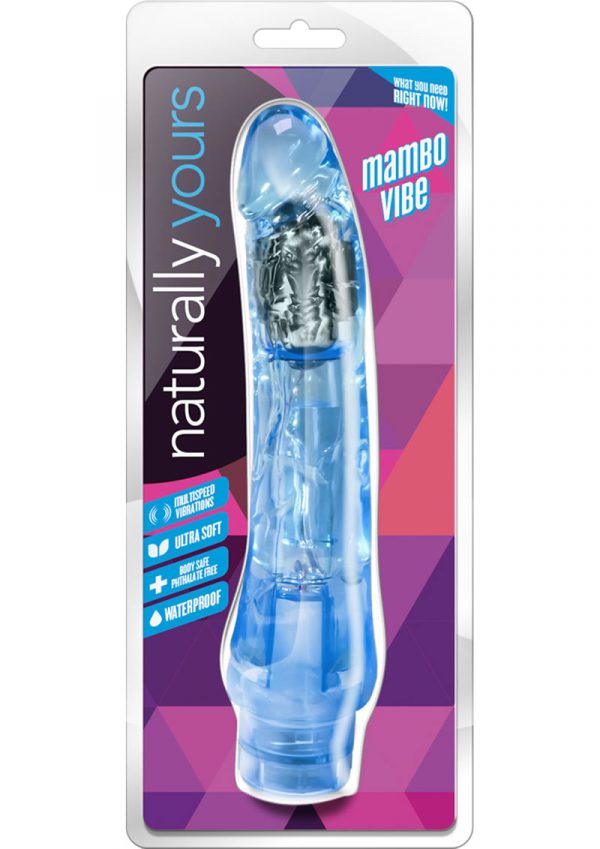 Naturally Yours Mambo Vibe Jelly Realistic Vibrator Waterproof Blue 9 Inch