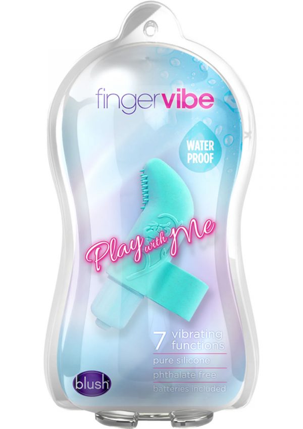 Play With Me Silicone Finger Vibe Waterproof Blue 3.5 Inch