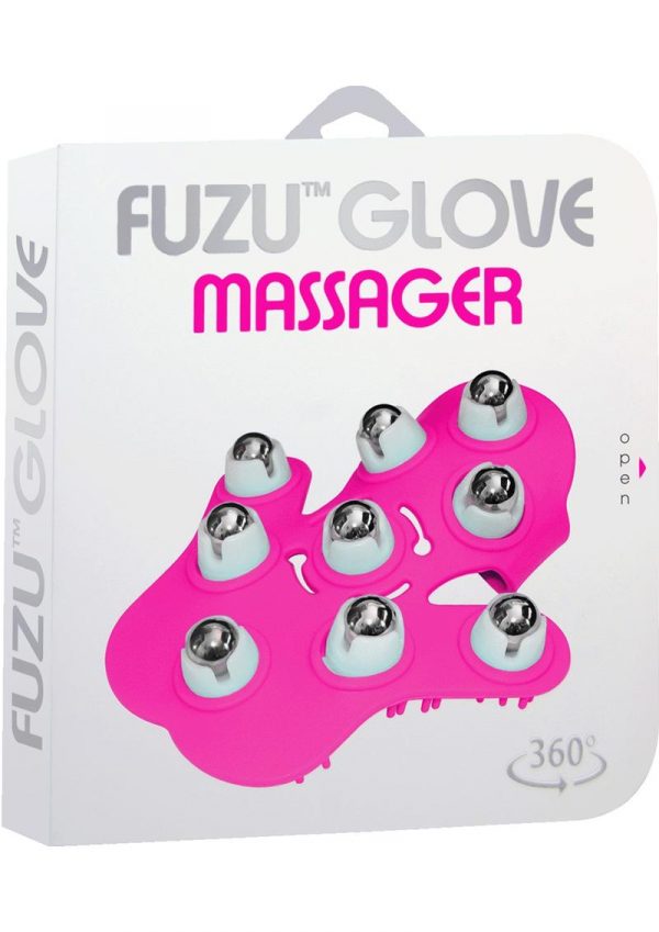 Fuzu Glove Massager 360 degree rolling balls  Length 6 Inches  Pink