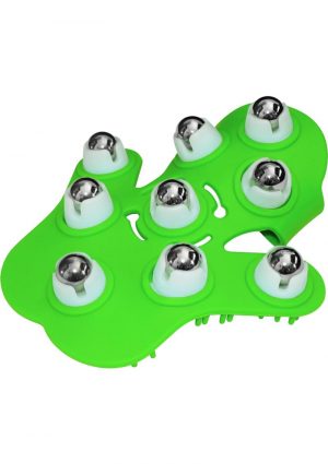 Glove Massager  360 degree rolling balls  Length 6 Inches  Green