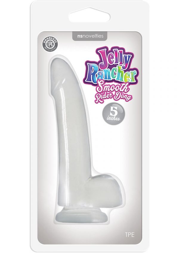 Jelly Rancher Smooth Rider 5in Dong With Balls - Clear