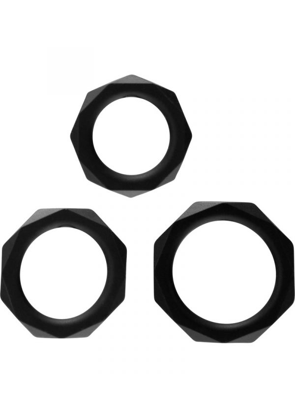 Rock Rings The Cocktagon 3 Silicone Rings Black