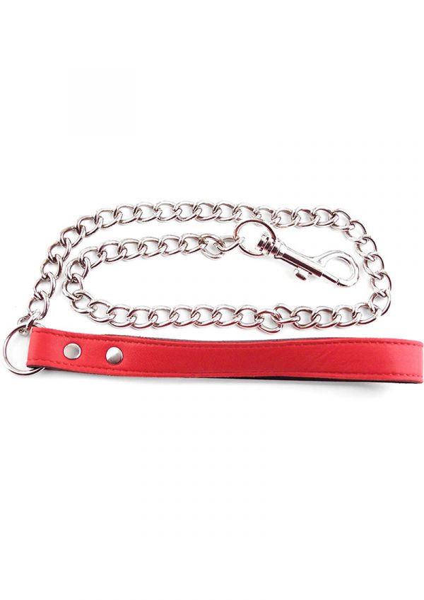 Rouge Leather Lead Chain Red
