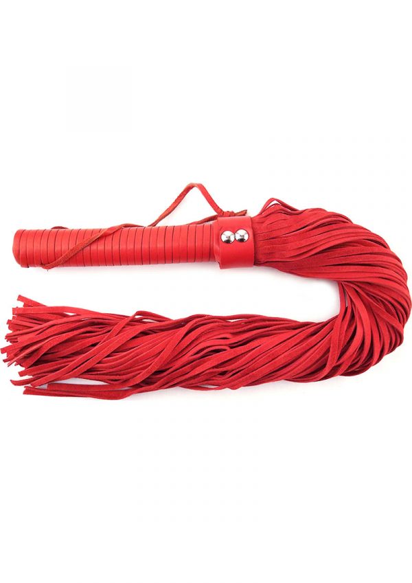 Rouge Suede Flogger With Leather Handle Red