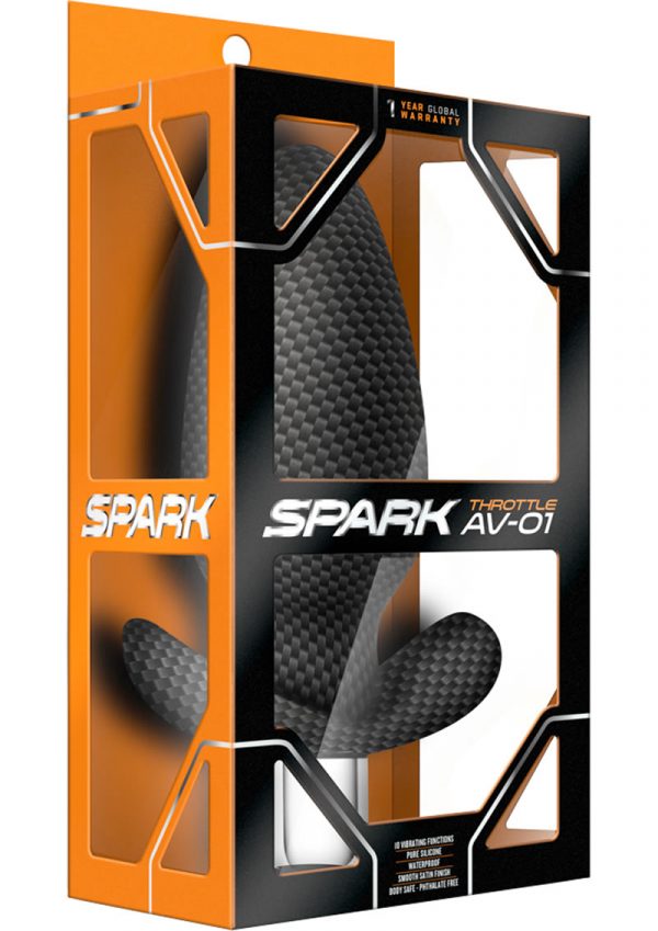 Spark Throttle AV-01 Silicone Vibrating Anal Plug Waterproof Black 4.75 Inch