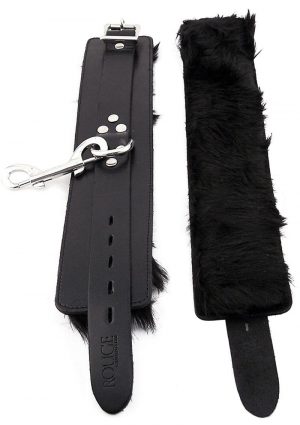 Rouge Fur Wrist Cuffs Leather And Fur Black