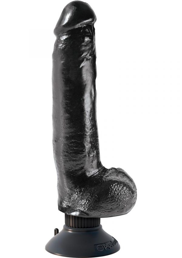 King Cock Vibrating Realistic Dildo With Balls Waterproof Black 9 Inch