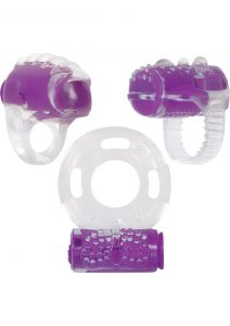 Ring True Cock Ring Set Clear And Purple