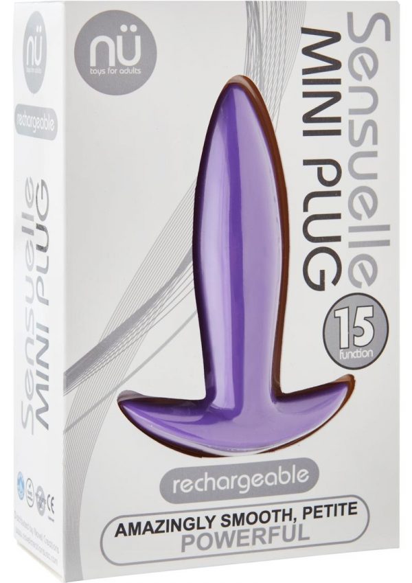 Mini Plug 15 Function Rechargeable Silicone Waterproof Purple 5 Inch