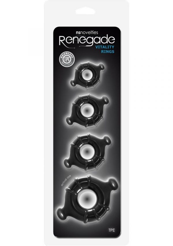 Renegade Vitality Rings 4 Cock Ring Set - Black