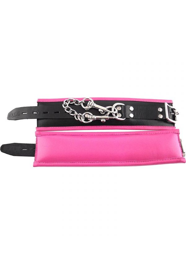 Rouge Padded Leather Wrist Cuffs Black And Pink