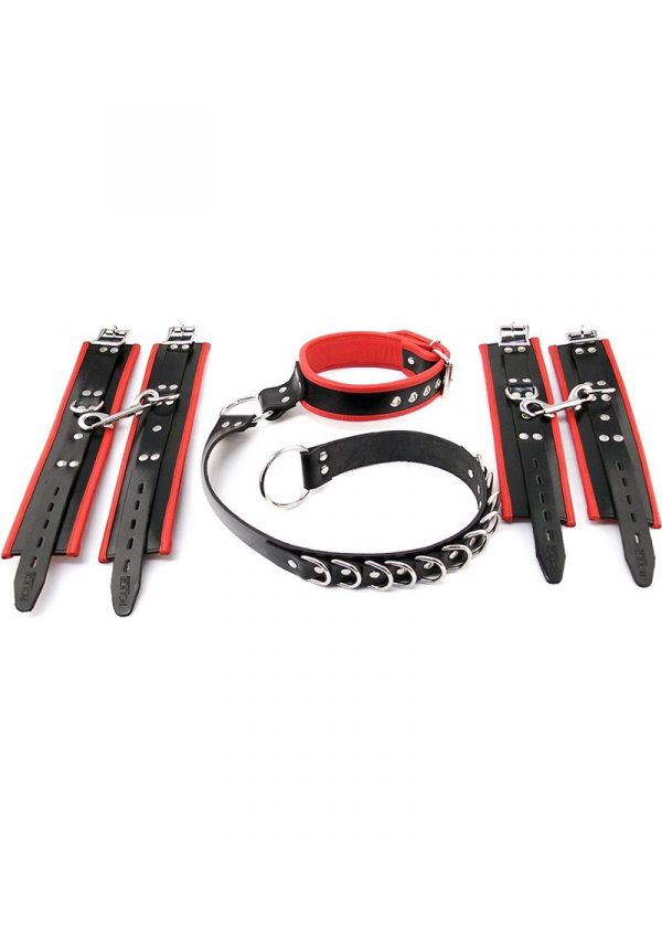 Rouge Leather Adjustable D Ring Hogtie Black And Red