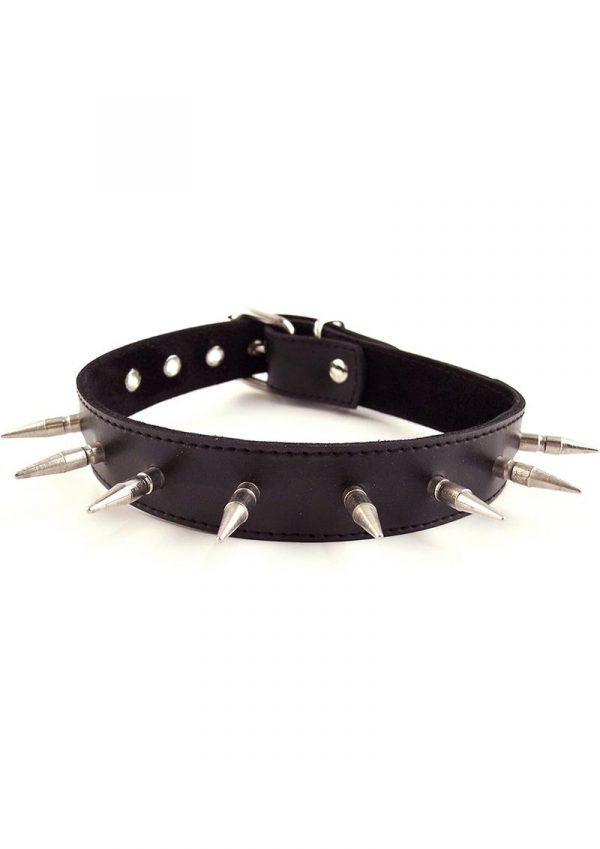 Rouge Adjustable Spiked Collar Leather Black