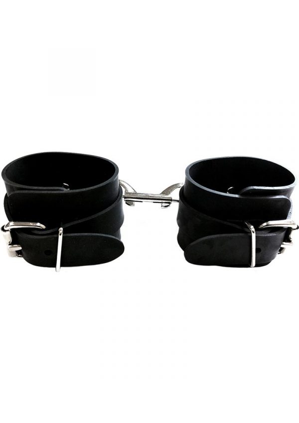 Rouge Rubber Wrist Cuffs Adjustable Black