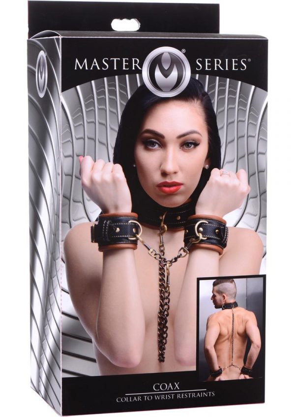 Master Series Coax Collar To Wrist Restraints Black